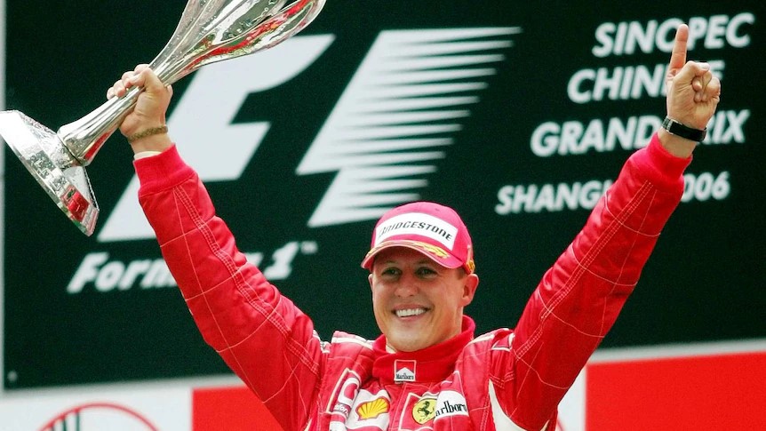 michael schumacher with trophy