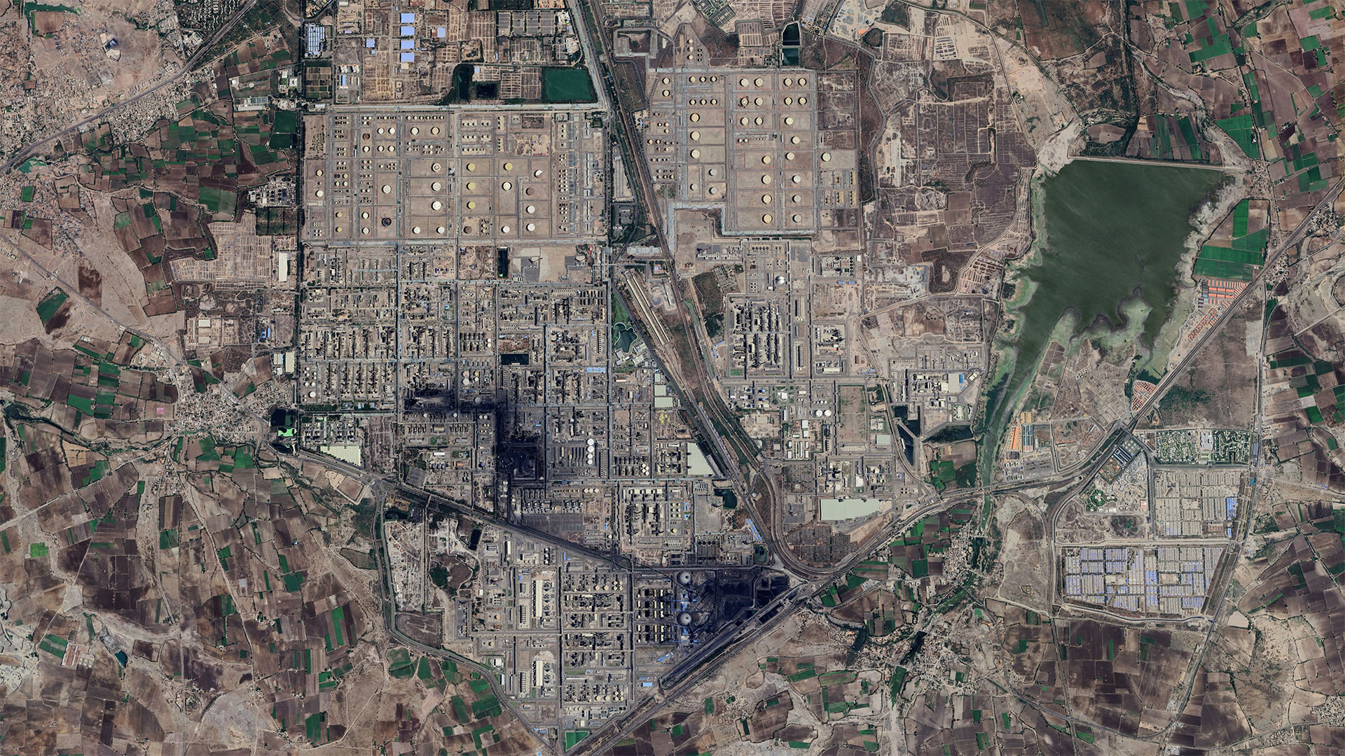 Oil fields satellite image