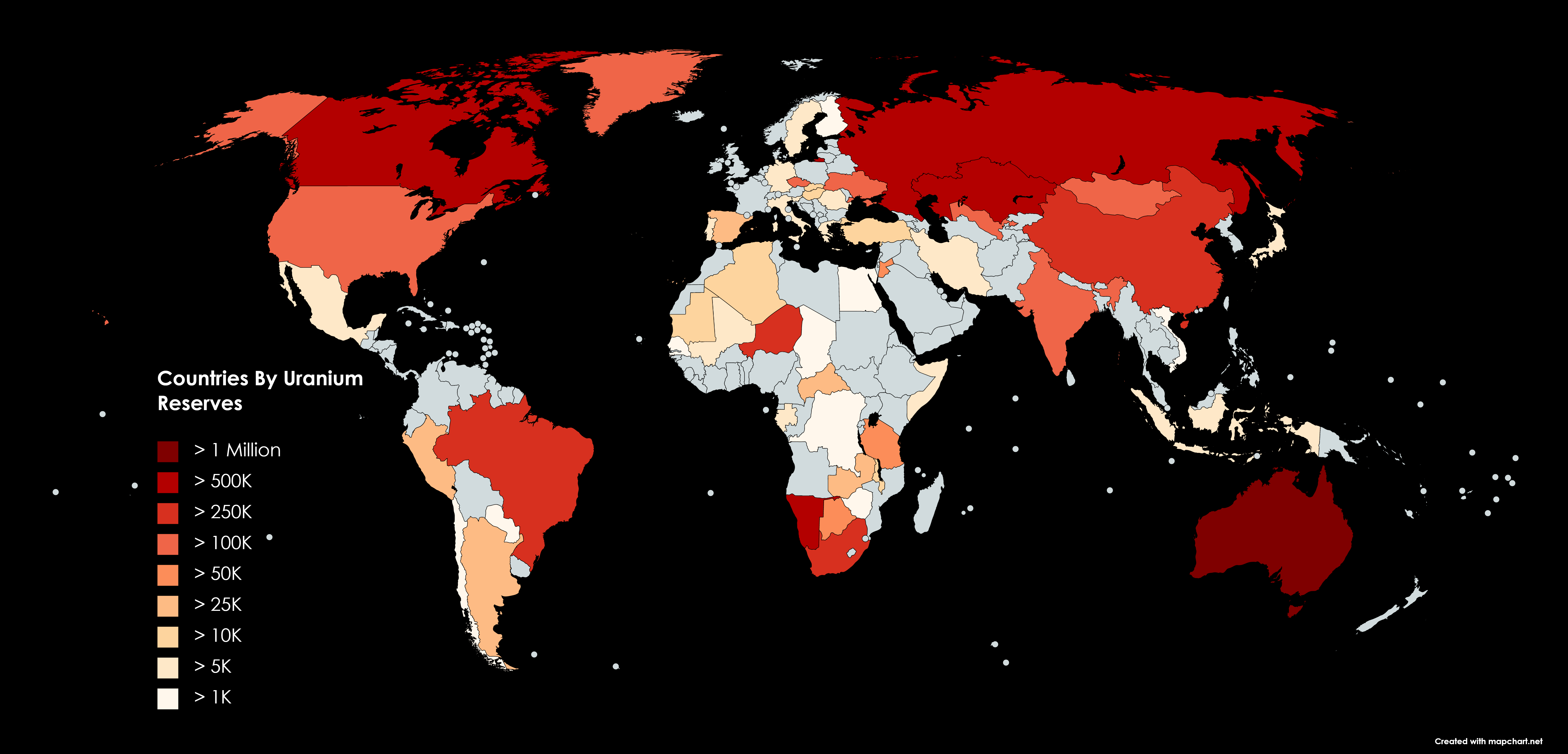 World uranium production map