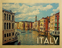 Postcard with famous places in Italy
