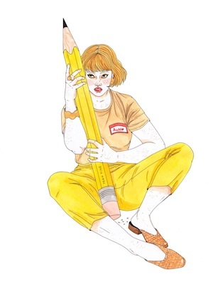 girl with pencil