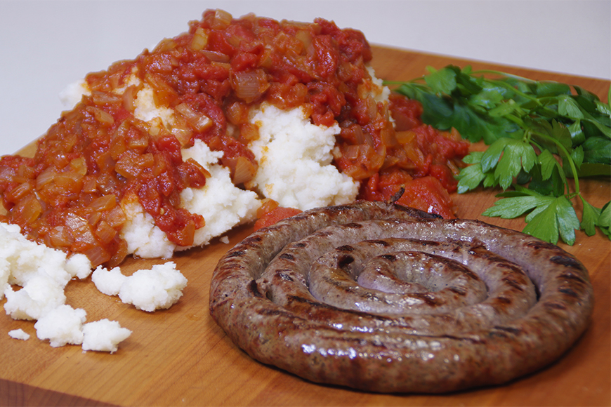 Pap and Boerewors with Chakalaka Sauce