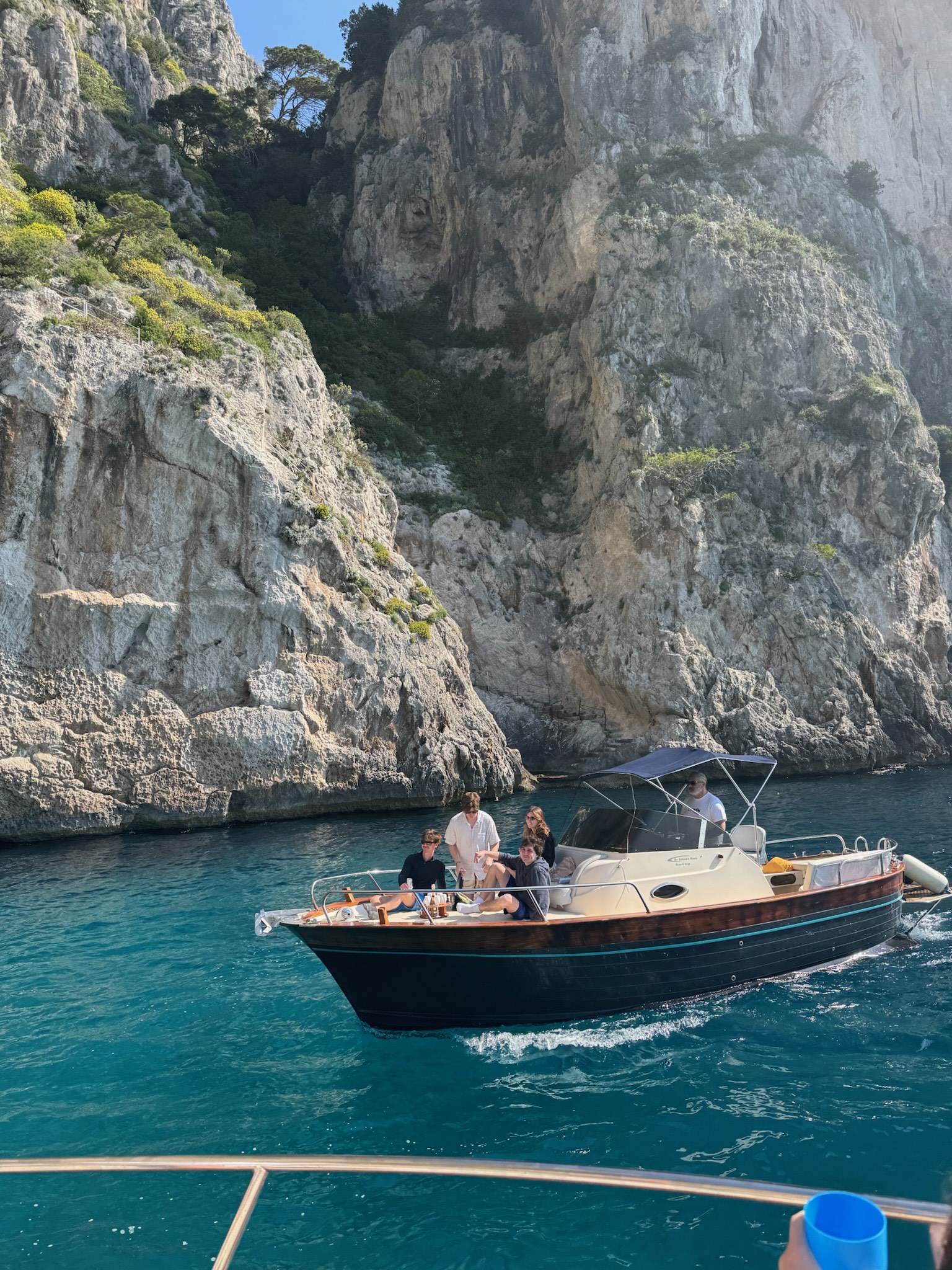 My friends and I on a boat