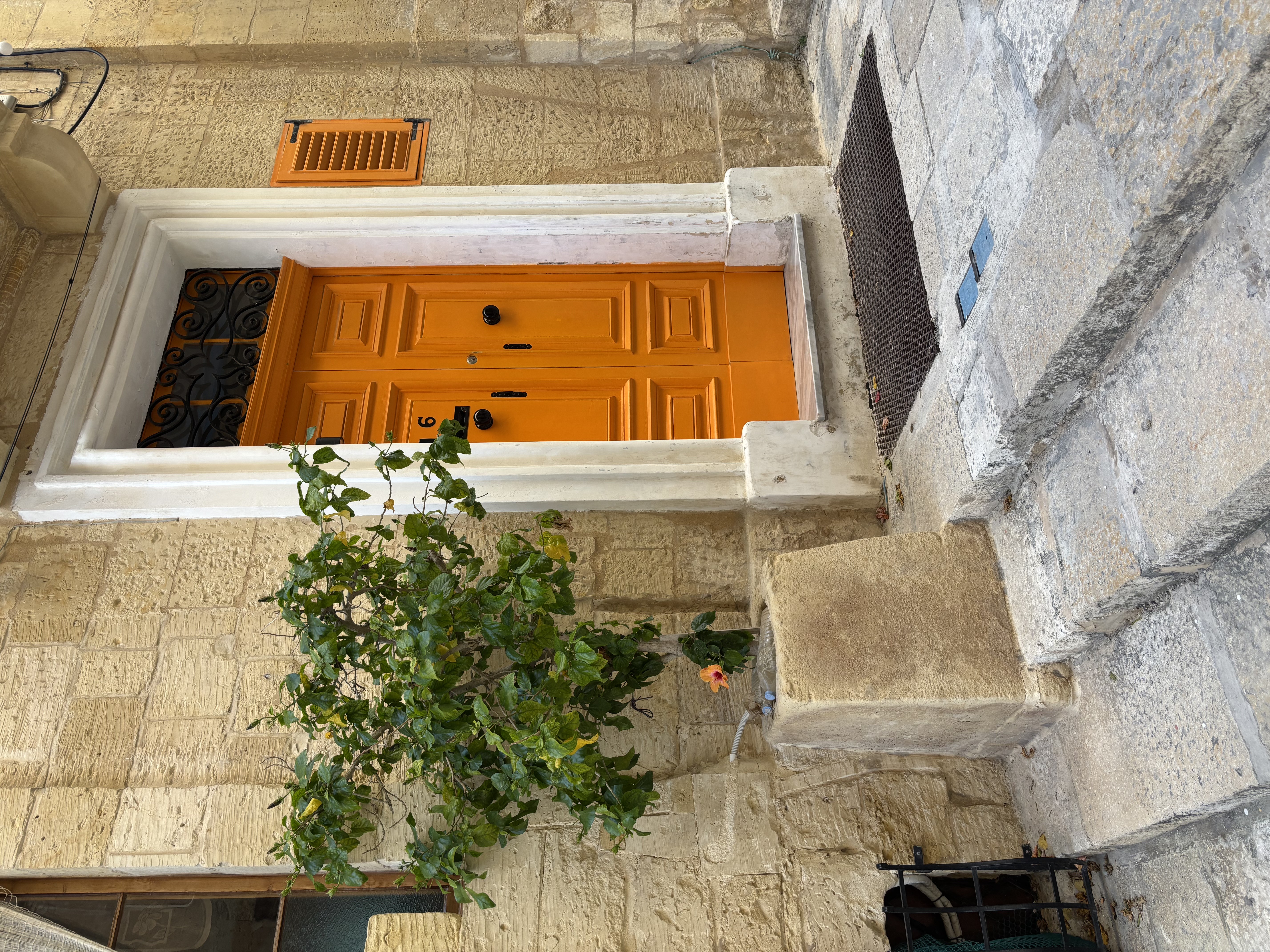 An orange door