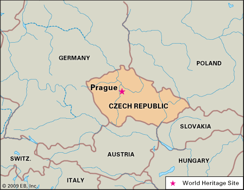 Prague on a map