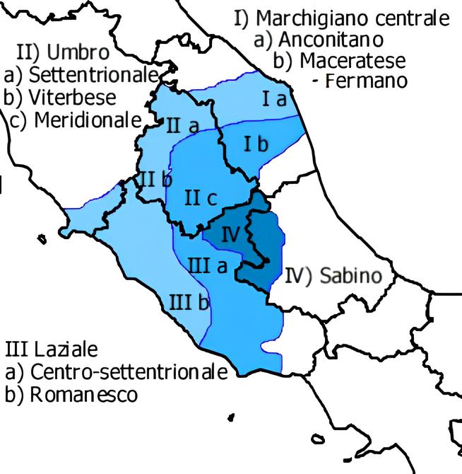Central Italian dialect map