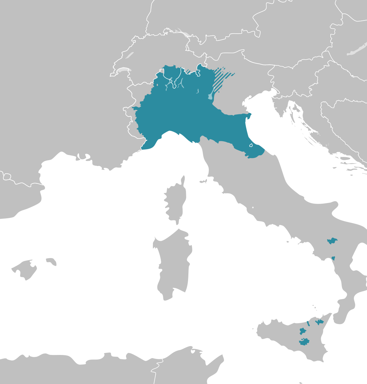 Map of Gallo-Italic language regions