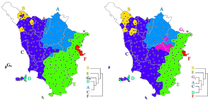 Tuscany dialect map